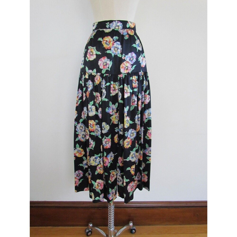 Vintage Escada Silk Floral Midi Skirt Made in W Germany EU 36 US 4 RARE 1980s